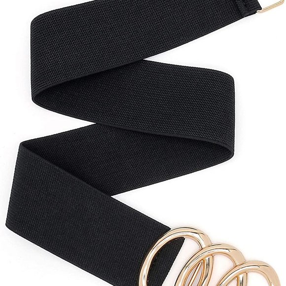 Women Stretchy Wide Belt Vintage, Black Elastic main image 6